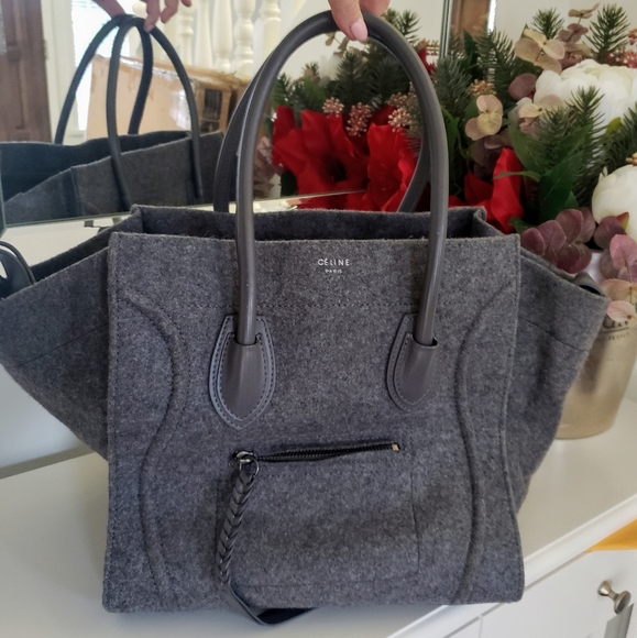 Celine Handbags - CÉLINE Gray Phantom Wool Luggage Bag